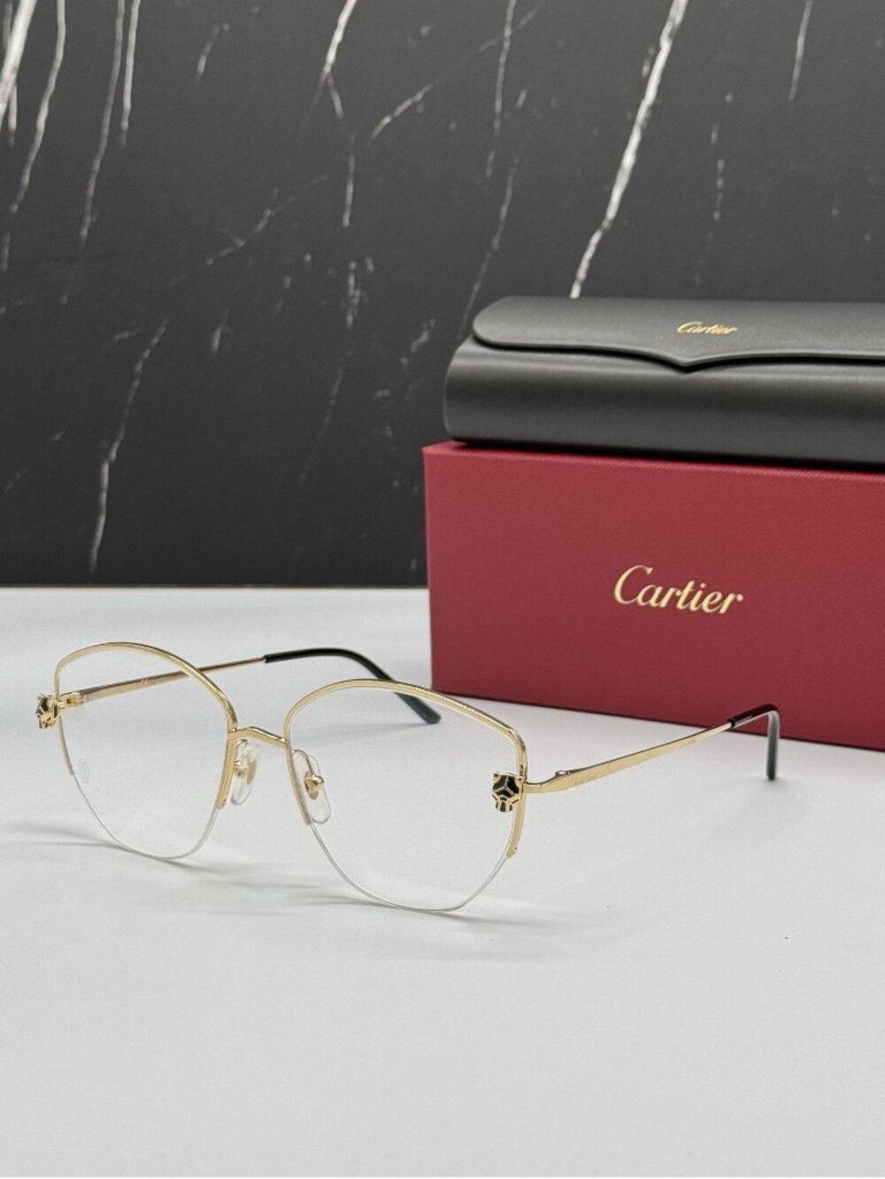 NWT Cartier Gold Oversized Women Eyeglasses CT0370O 001 Authentic